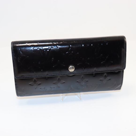 Louis Vuitton Vernis Sarah Wallet Refurbished Dyed Black TH4069 - Picture 1 of 8